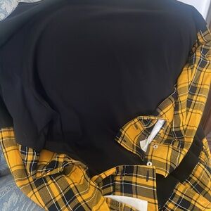Zara Black and Yellow Plaid Long Sleeve Tee